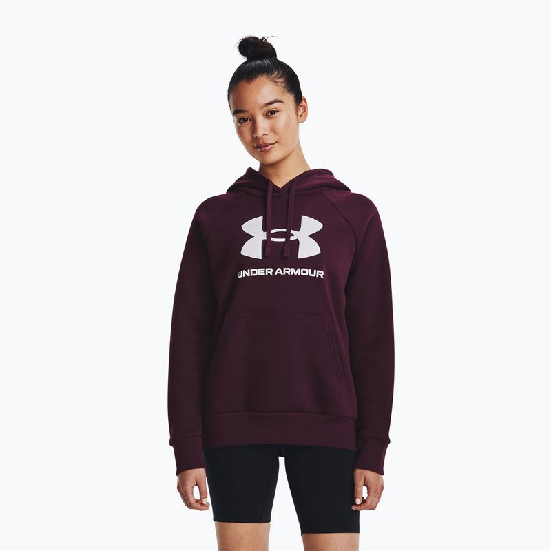 Under Armour women's training sweatshirt Rival Fleece Big Logo dark maroon/white