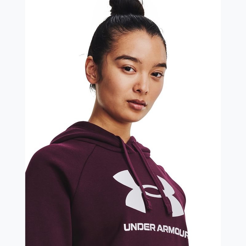 Under Armour women's training sweatshirt Rival Fleece Big Logo dark maroon/white 4