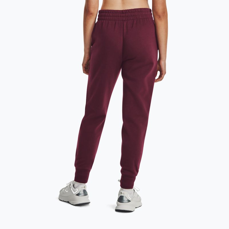 Under Armour Rival Fleece women's training trousers dark maroon/white 3