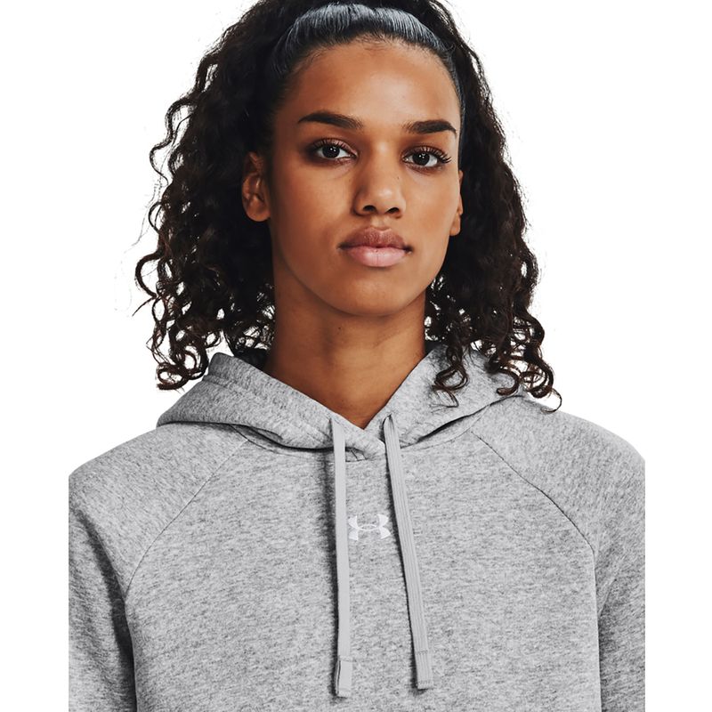 Under Armour women's Rival Fleece Hoodie mod gray light heather/white 4