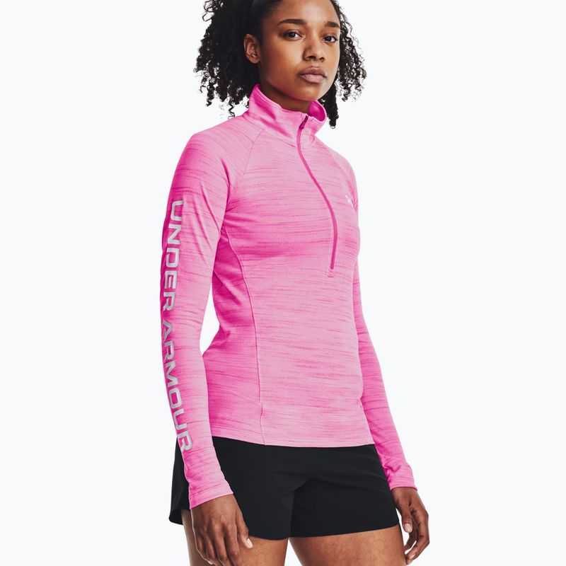 Under Armour women's Evolved Core Tech 1/2 Zip sweatshirt rebel pink/white