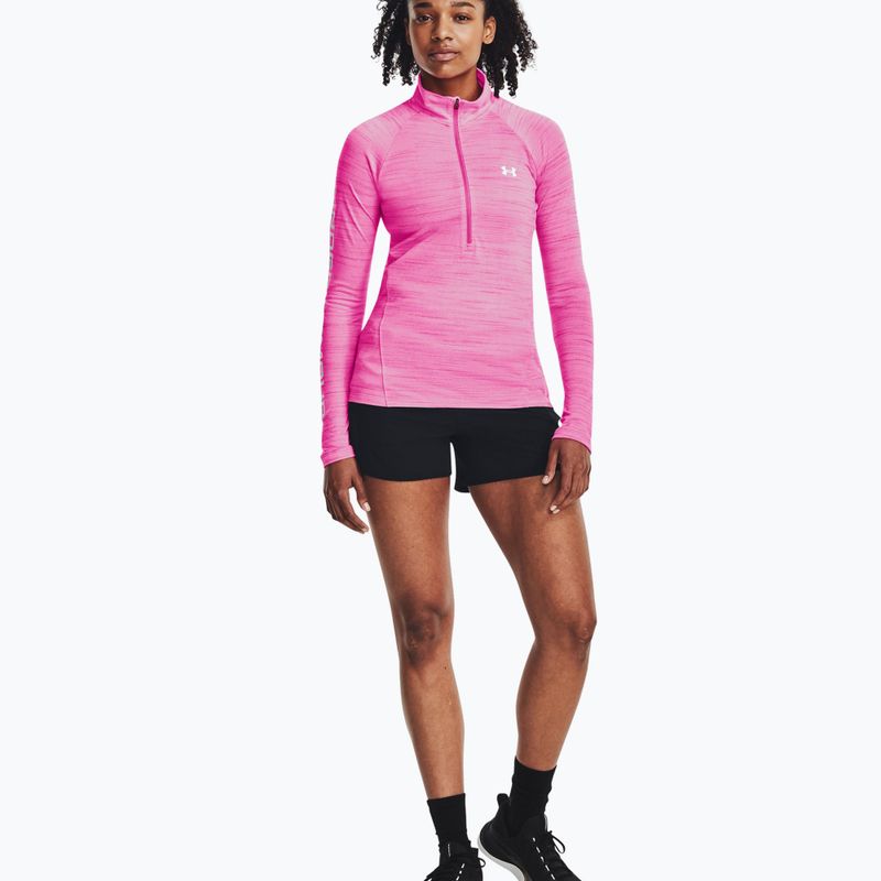 Under Armour women's Evolved Core Tech 1/2 Zip sweatshirt rebel pink/white 2