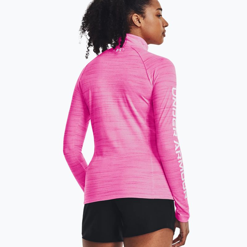 Under Armour women's Evolved Core Tech 1/2 Zip sweatshirt rebel pink/white 3