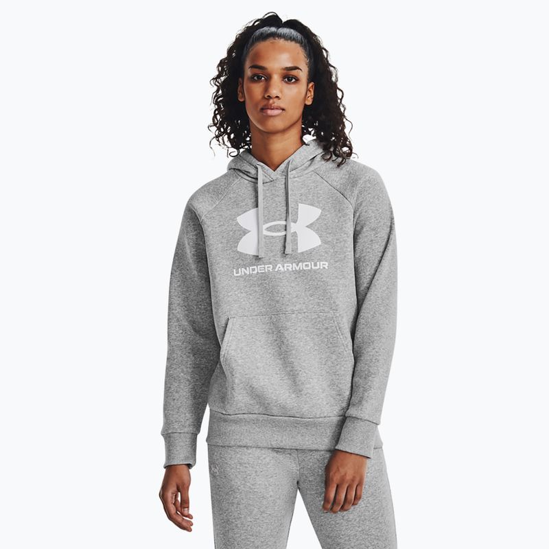 Under Armour women's sweatshirt Rival Fleece Big Logo Hoody mod gray light heather/white