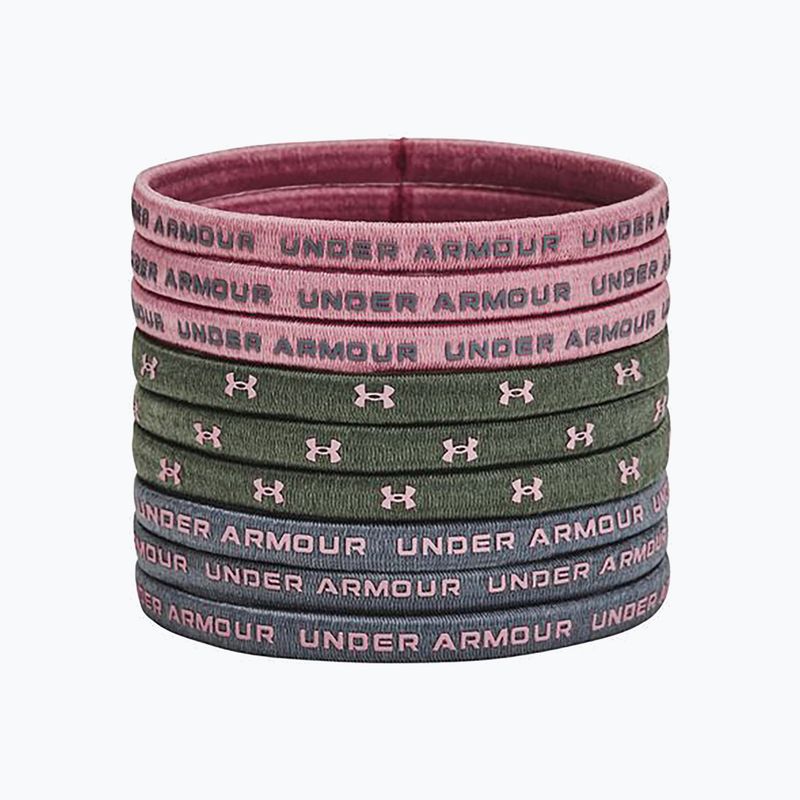 Under Armour Elastic Hair Tie headbands 9 pcs pink elixir/colorado sage/gravel