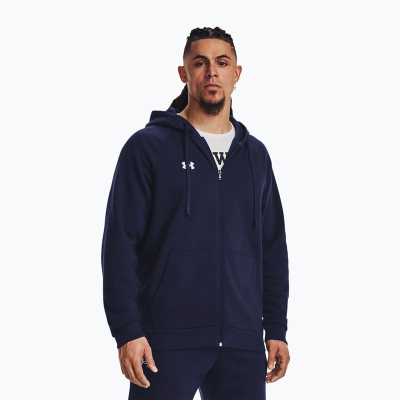 Under Armour Rival Fleece FZ midnight navy/white men's training sweatshirt