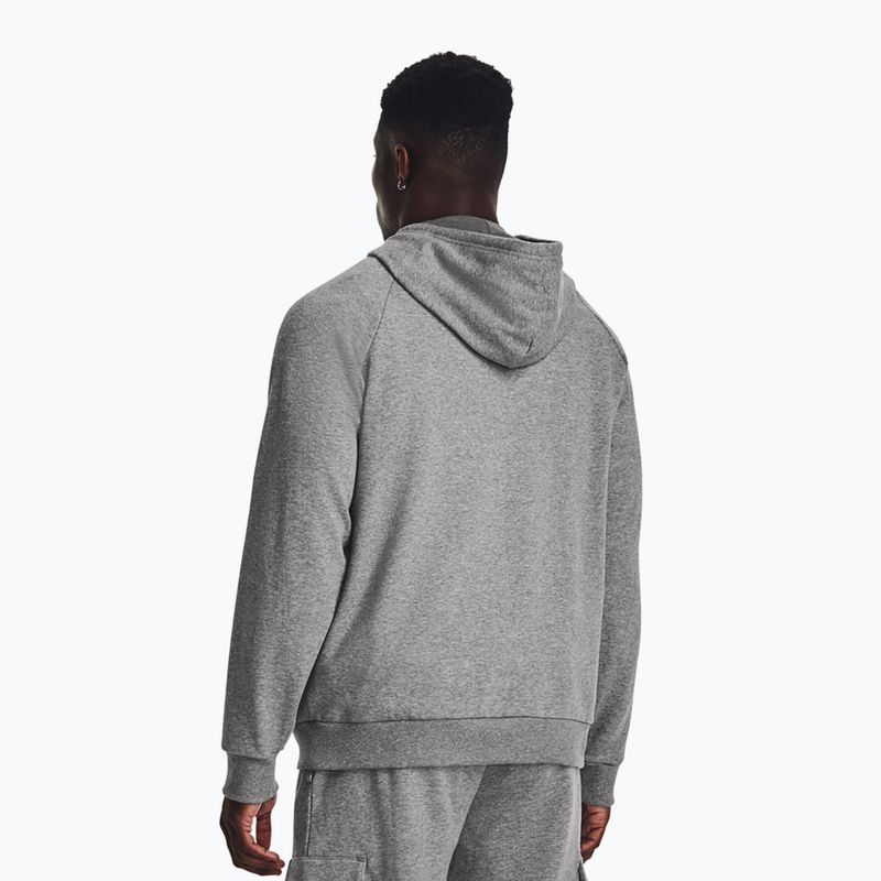 Men's Under Armour Rival Fleece Logo HD castlerock light heather/white hoodie 2