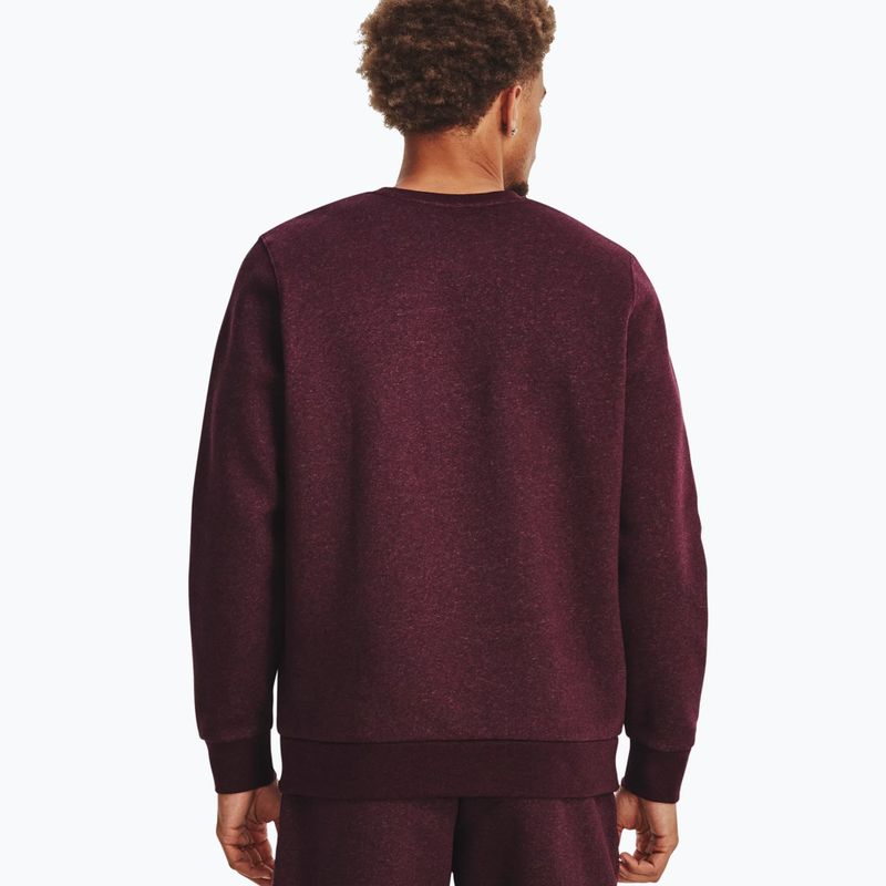 Men's Under Armour Essential Fleece Crew sweatshirt dark maroon/white 2