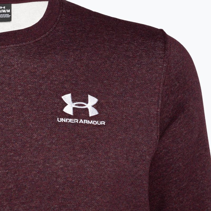 Men's Under Armour Essential Fleece Crew sweatshirt dark maroon/white 6