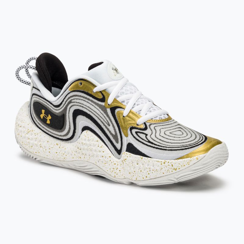 Under Armour Spawn 6 basketball shoes white/black/metallic gold