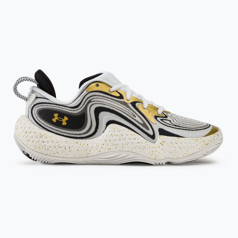 Under Armour Spawn 6 basketball shoes white/black/metallic gold 2