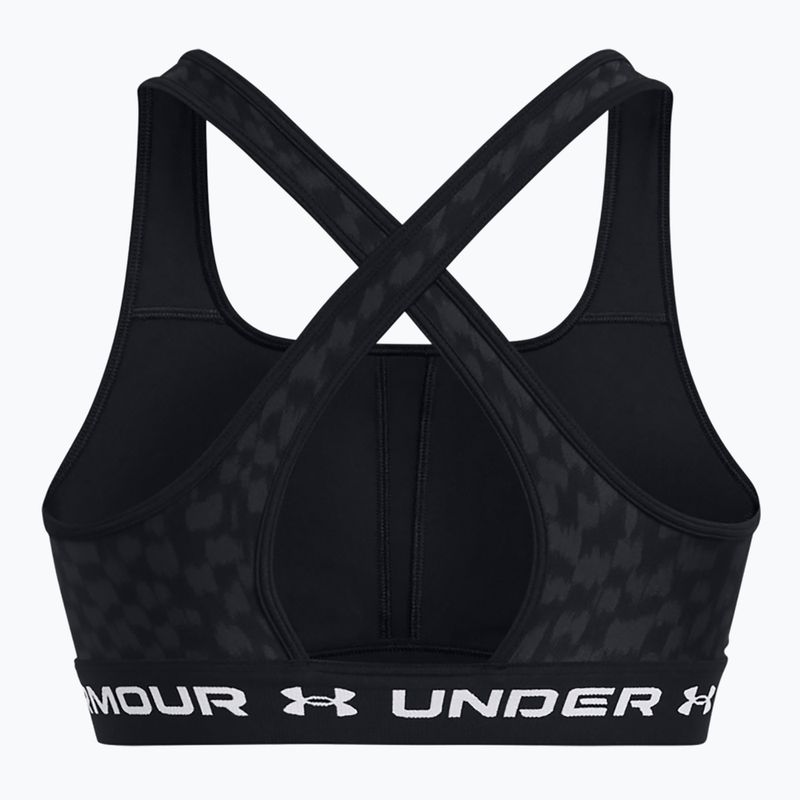 Under Armour Crossback Mid Print black/castlerock/white fitness bra 5