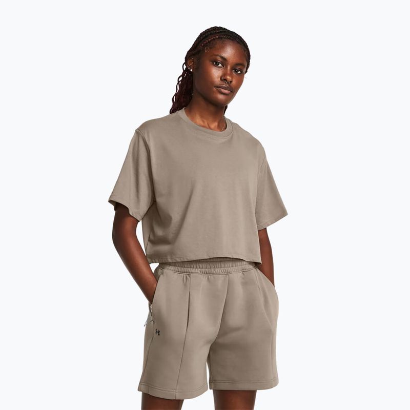 Under Armour Campus Boxy Crop taupe dusk/black women's training t-shirt