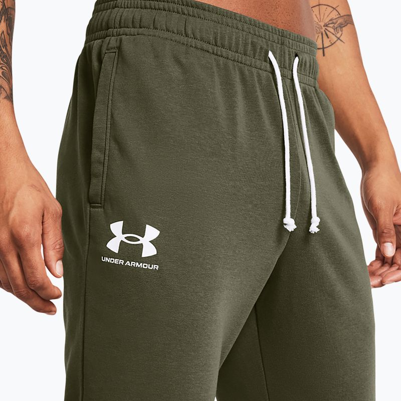 Men's trousers Under Armour Rival Terry Jogger marine od green/onyx white 4