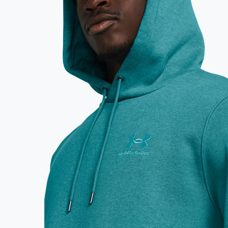 Men's Under Armour Essential Fleece Hoodie circuit teal light heather/circuit teal 3