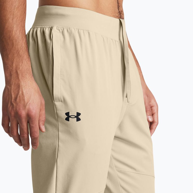 Men's Under Armour Stretch Woven Joggers khaki base/black trousers 4