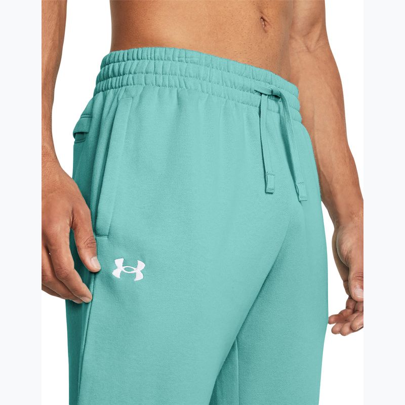 Under Armour men's Rival Fleece Joggers radial turquoise/white trousers 4