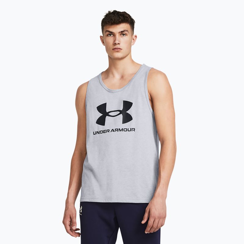 Men's tank top Under Armour Sportstyle Logo steel light heather/black