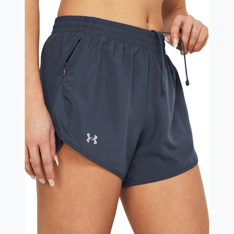 Women's running shorts Under Armour Fly By 3" downpour gray / downpour gray / reflective 4