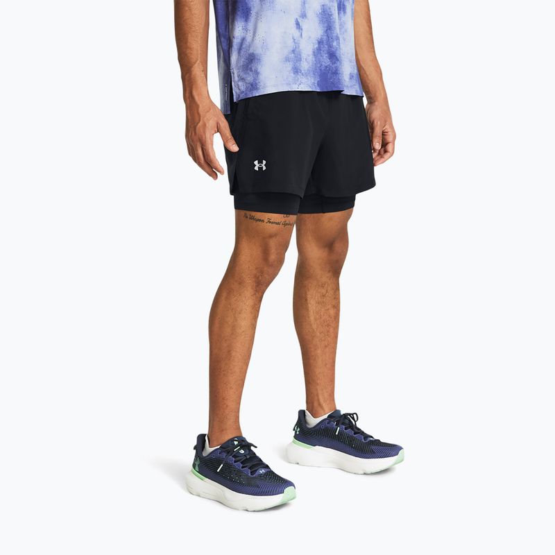 Men's Under Armour Launch 5" 2in1 running shorts black/black/reflective 2