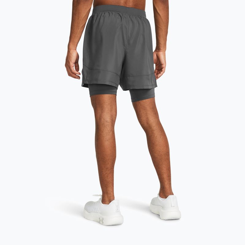 Men's Under Armour Launch 5" 2in1 castlerock/castlerock/reflective running shorts 3