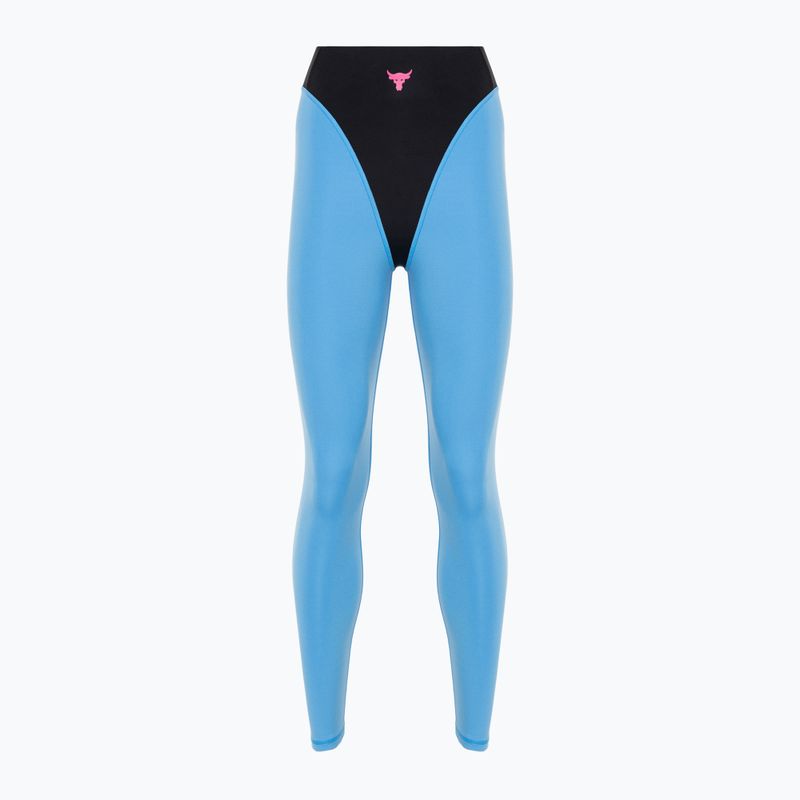 Women's Under Armour Project Rock LG Grind Ankle Leg training leggings black/viral blue/astro pink 4