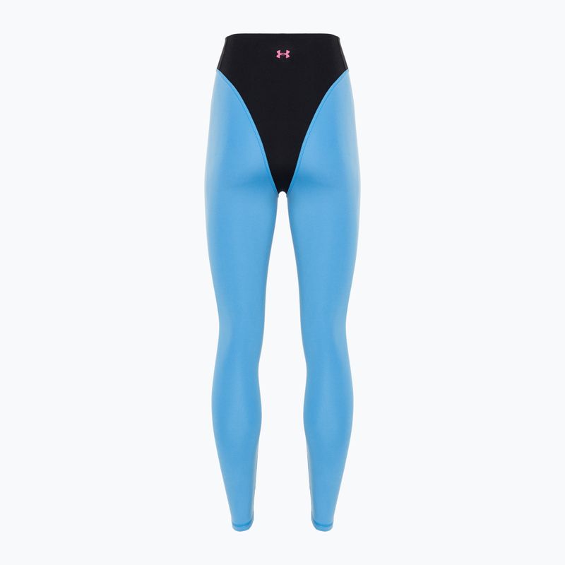 Women's Under Armour Project Rock LG Grind Ankle Leg training leggings black/viral blue/astro pink 5