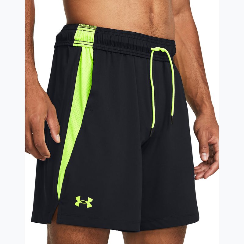 Under Armour Tech Vent men's training shorts black/high-vis yellow/high-vis yellow 4