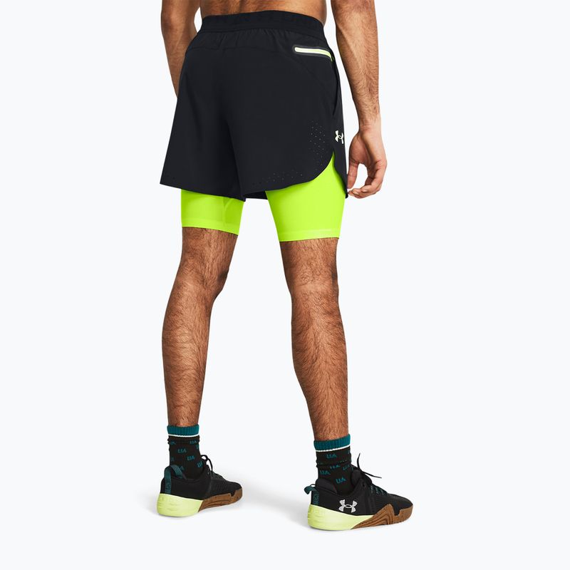 Men's Under Armour Peak Woven 2in1 shorts black/high vis yellow/high vis yellow 3