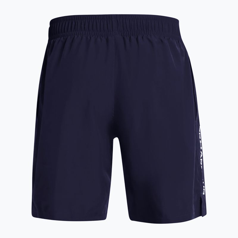 Men's training shorts Under Armour Tech Woven Wordmark midnight navy/white 2