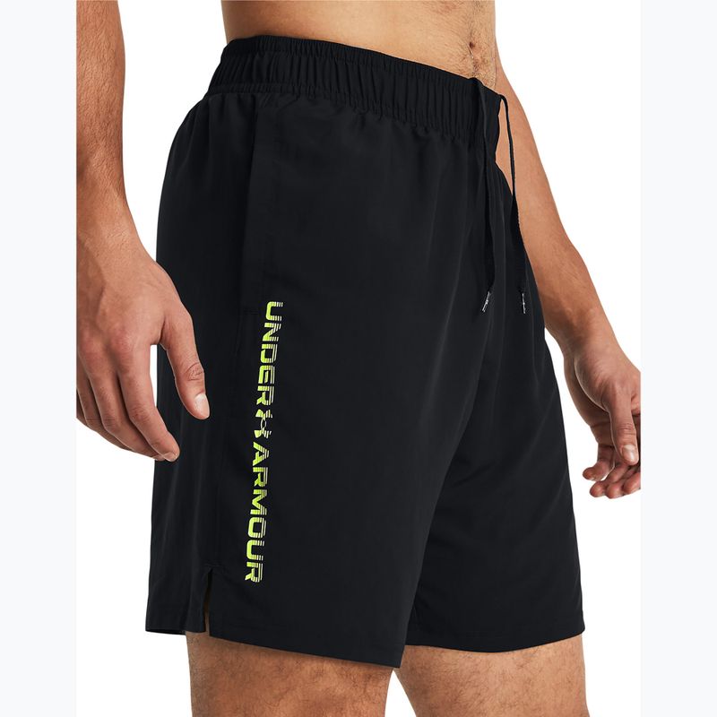 Men's Under Armour Woven Wdmk training shorts black/high-vis yellow 4