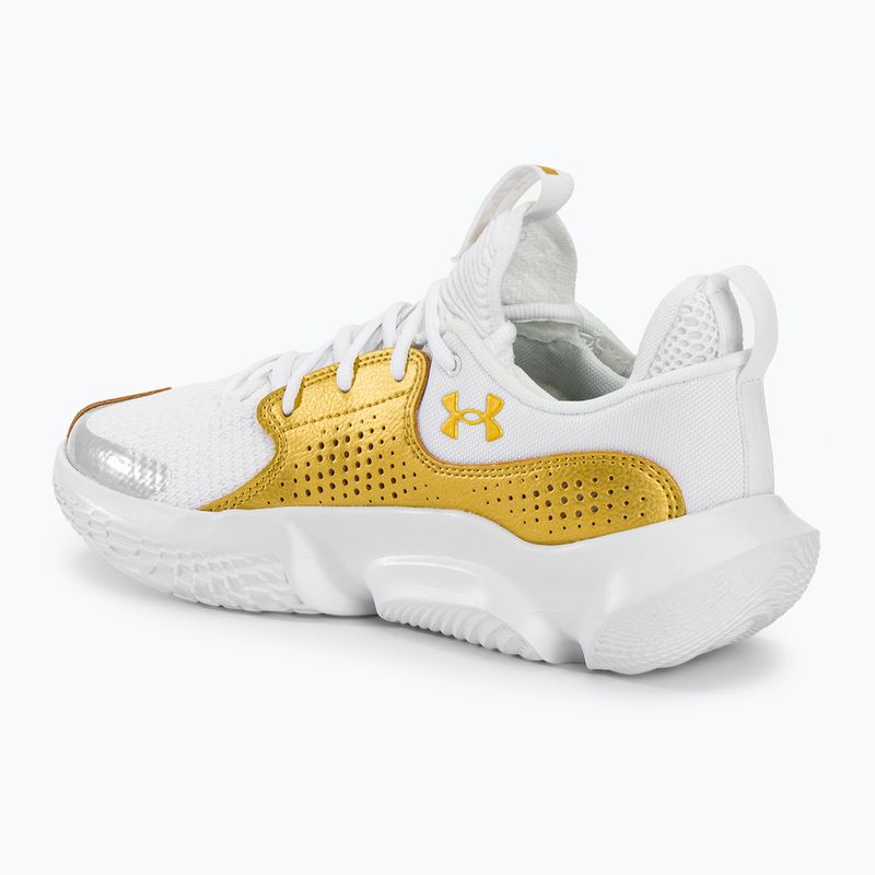 Under Armour Flow Futr X3 basketball shoes white/white/metallic gold 3