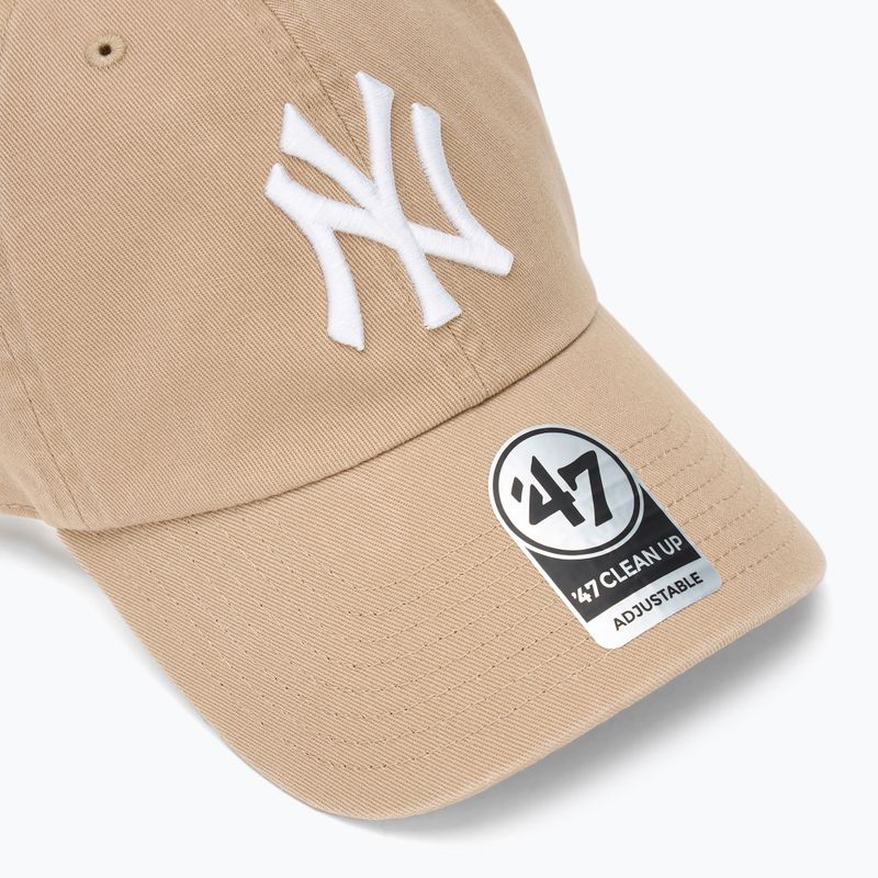 47 Brand MLB New York Yankees CLEAN UP W/No Loop Label khaki baseball cap 3