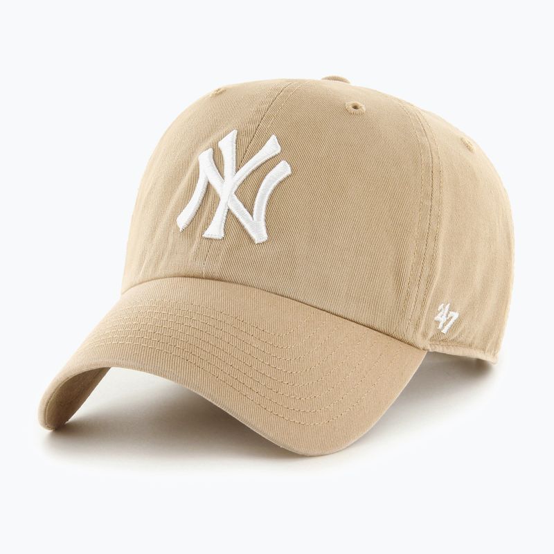 47 Brand MLB New York Yankees CLEAN UP W/No Loop Label khaki baseball cap