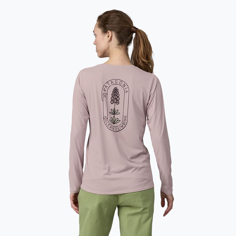 Women's Patagonia Cap Cool Daily Graphic Shirt Longsleeve - Lands clean climb bloom/echo purple 2