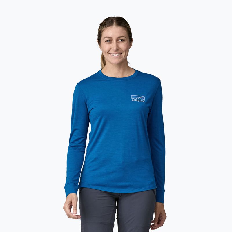 Women's Patagonia Cap Cool Merino Blend Longsleeve Graphic fitz roy strata/endless blue