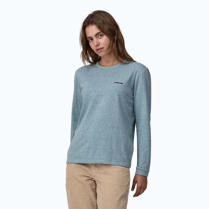 Women's Patagonia P-6 Logo Responsibili-Tee thermal blue longsleeve