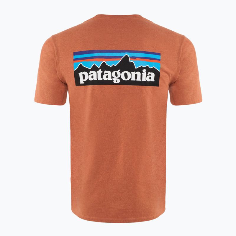 Men's Patagonia P-6 Logo Responsibili-Tee trekking shirt redtall rust 2