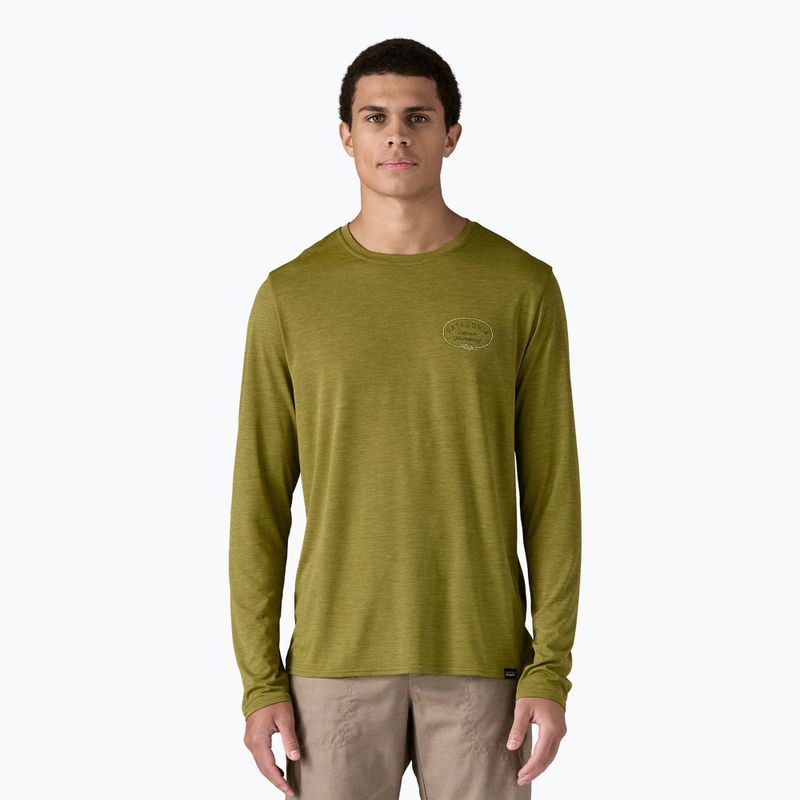 Men's Patagonia Cap Cool Daily Graphic Lands clean climb roots/graze green x-dye longsleeve