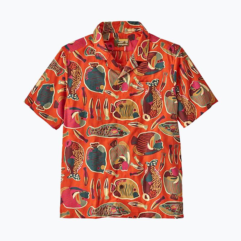 Patagonia men's Tidal Threads Camp wrasse/pollinator orange shirt 4