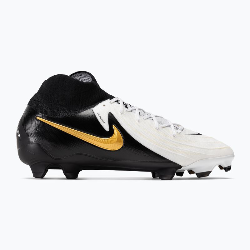 Men's Nike Phantom Luna II Pro FG football boots white/metallic gold coin/black 2