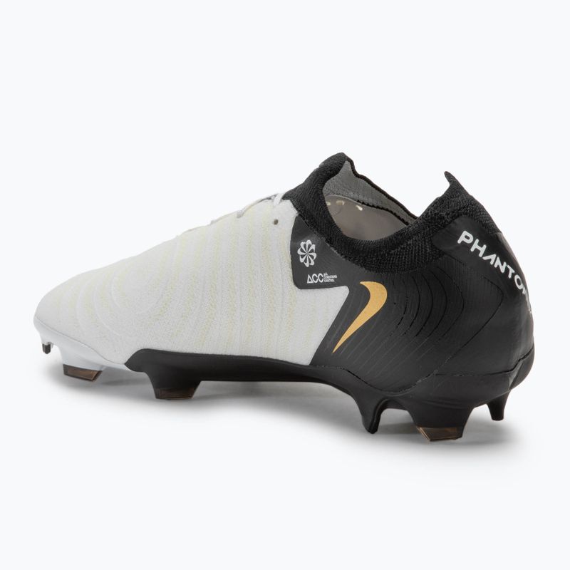 Men's Nike Phantom GX II Pro FG football boots white/metallic gold coin/black 3