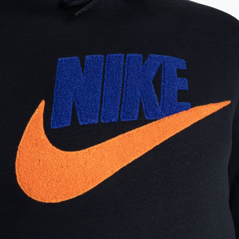 Men's Nike Club Fleece Hoodie black/safety orange 3