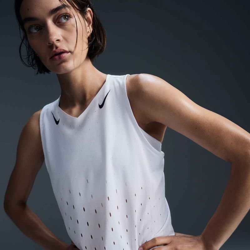 Women's Nike AeroSwift Dri-Fit ADV Singlet white / black / black running shirt 4