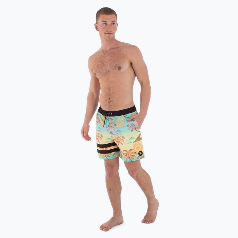 Men's Hurley Phantom Eco Block Party Volley 17" pineapple swim shorts 2