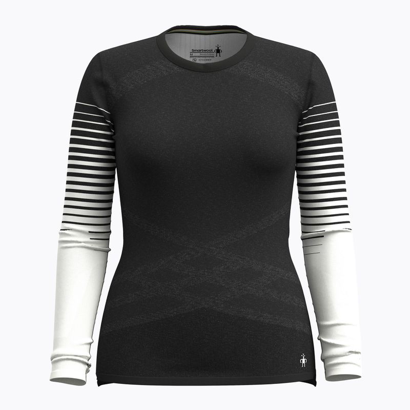 Women's thermal base layer sweatshirt Smartwool Intraknit Thermal Merino Base Layer Pattern Crew black 3