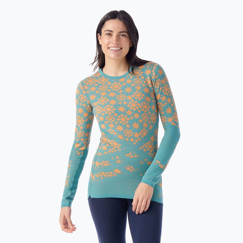 Women's thermal base layer sweatshirt Smartwool Intraknit Thermal Merino Base Layer Pattern Crew cascade