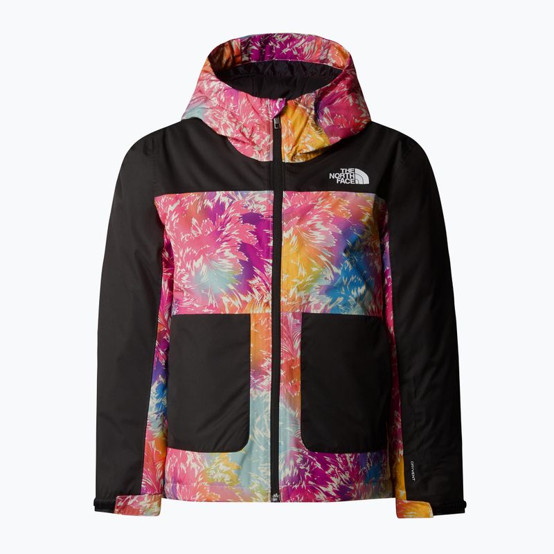 The North Face Freedom Insulated radiant poppy blowing wind print children's ski jacket 5