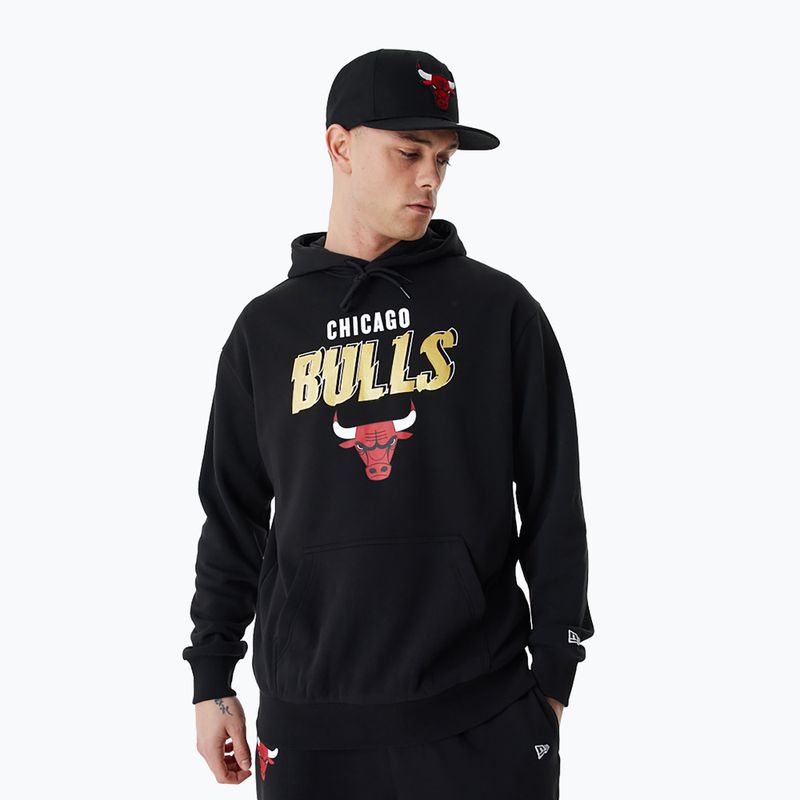 Men's New Era Team Script OS Hoody Chicago Bulls black