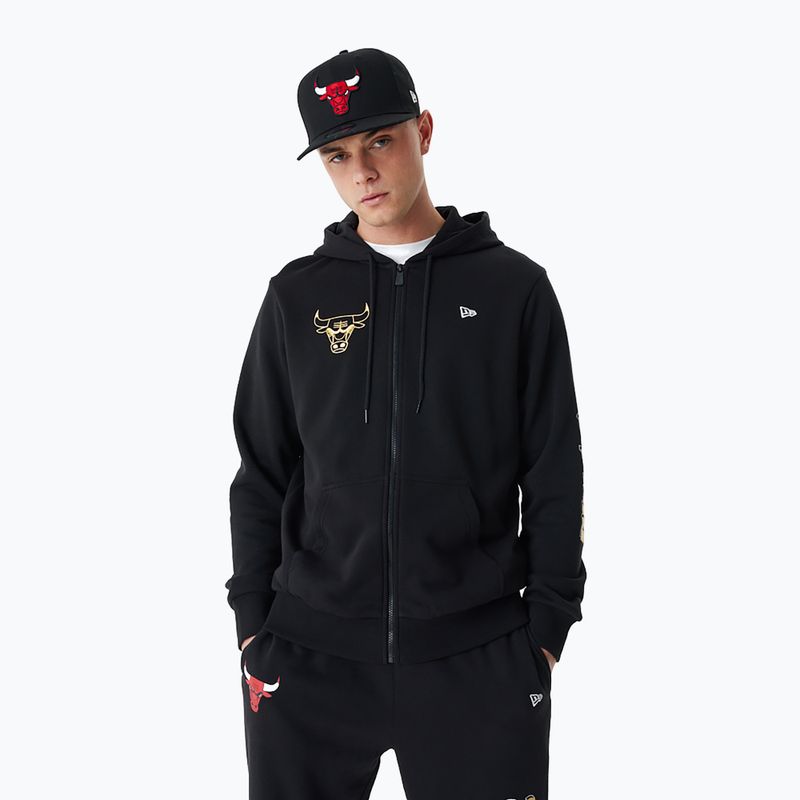 Men's New Era Team Script FZ Hoody Chicago Bulls black